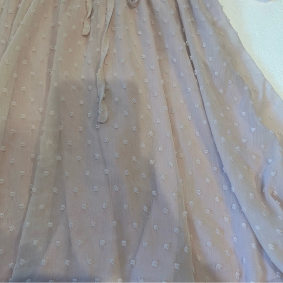 Double zero off the shoulder ruched draw front Swiss dot pink mini dress - Picture 7 of 10